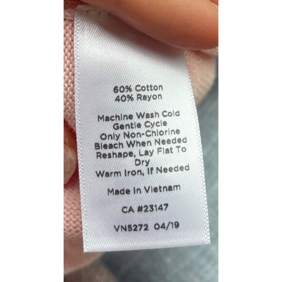 Talbots Pink Cardigan Sweater Size M Long Cotton Lightweight Oversized Dainty - Picture 8 of 10